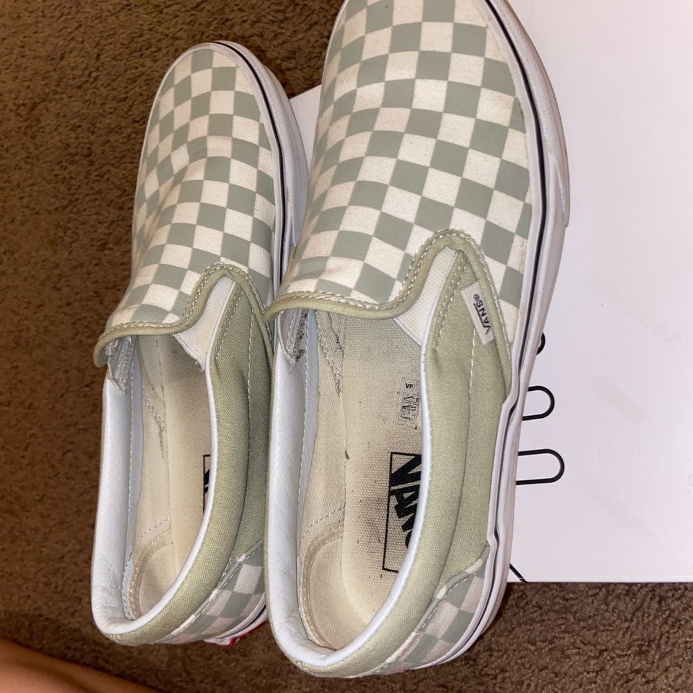 Light green & white checkered Vans